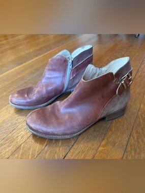 Overland Two-Tone Brown Leather & Suede Ankle Booties